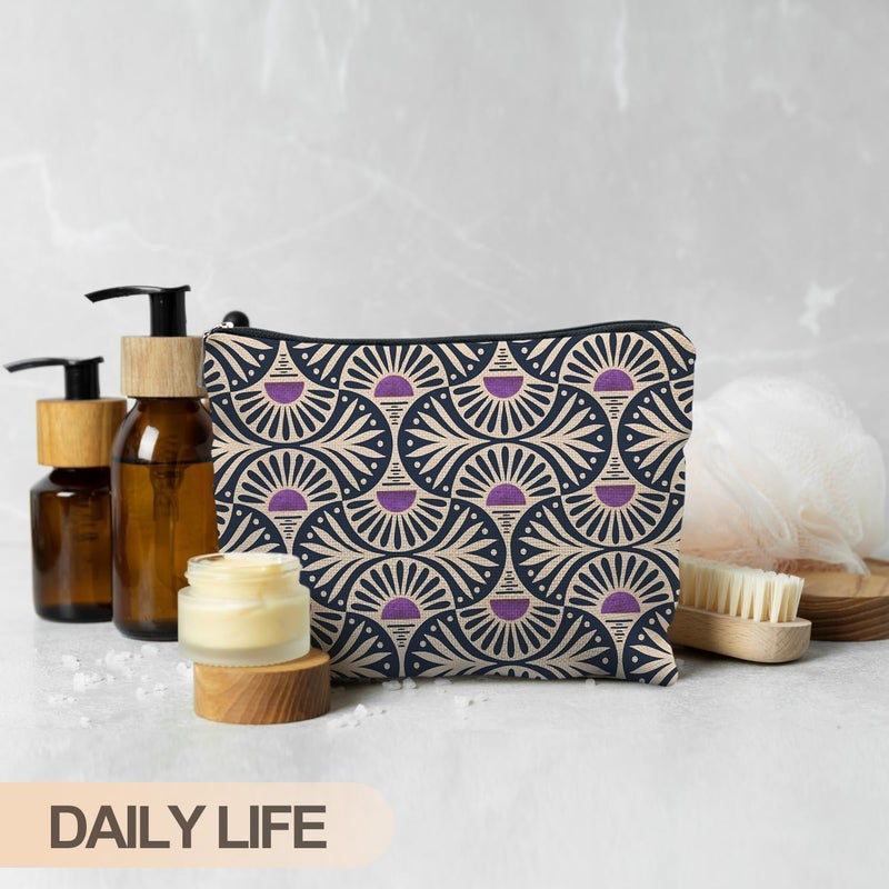 RYYCDOI Boho Makeup Bag Gifts for Women, Sunset Leaf Aesthetic Makeup Pouch(Purple) - Image 4
